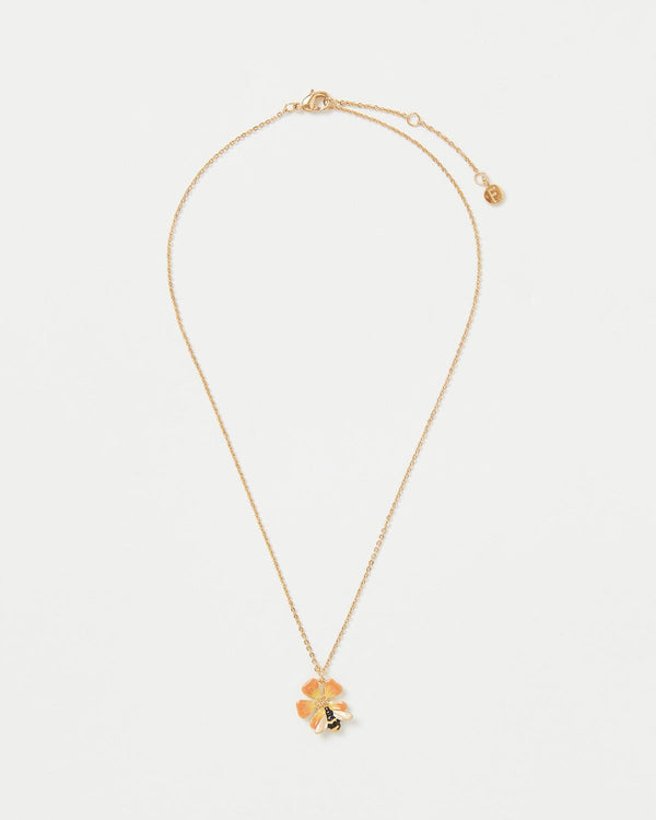 Enamel Flower & Bee Short Necklace