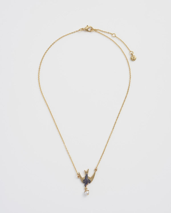 Swallow & Pearl Necklace