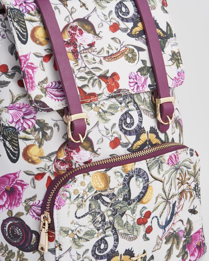 Mochila Mini Floral - Ciruela