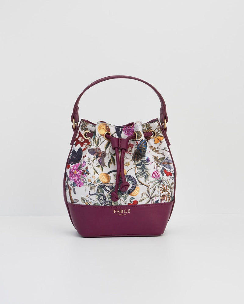 Bolso Bucket Floral Ciruela