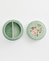 Morning Song Bird Embroidered Round Jewellery Box