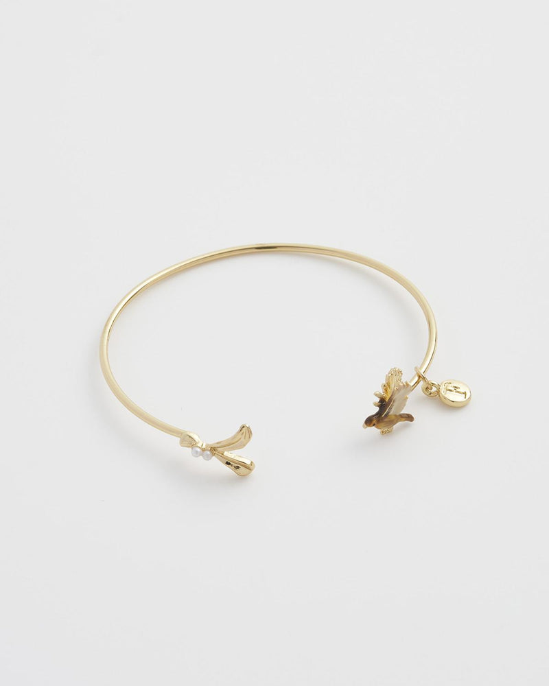 Enamel Robin & Mistletoe Bangle