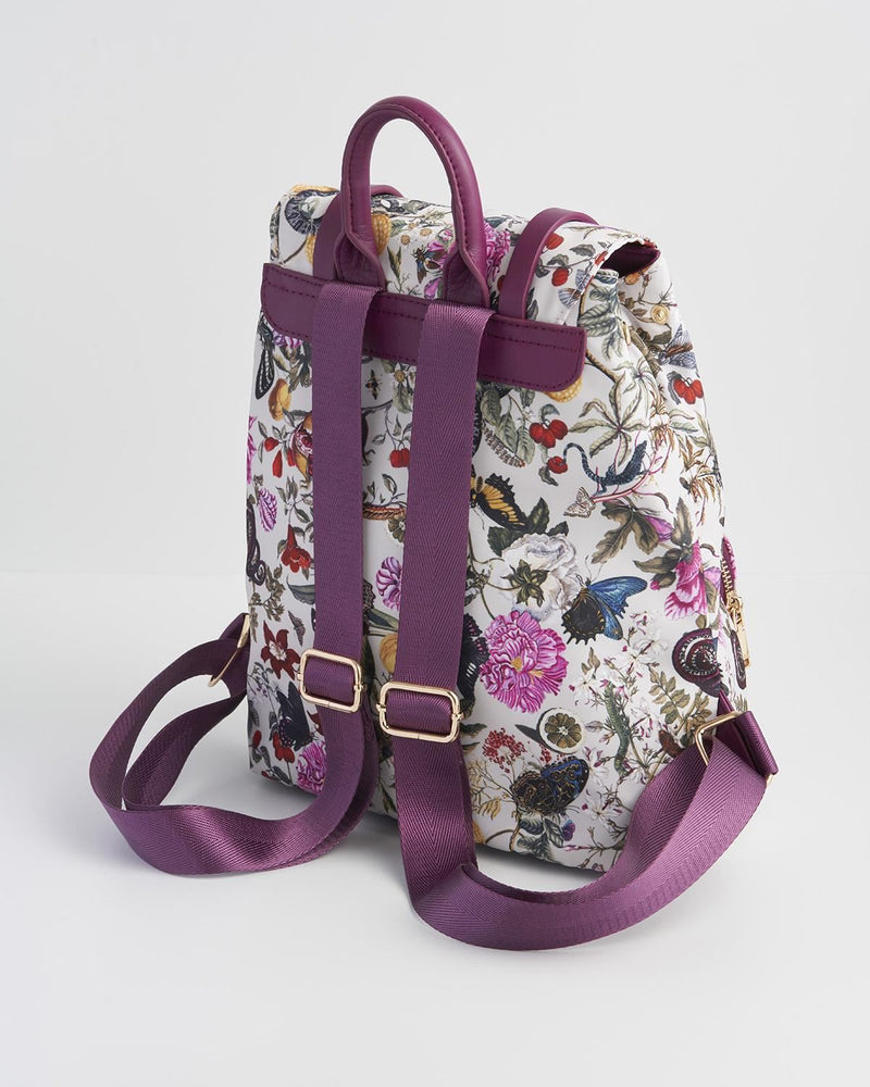 Mochila Mini Floral - Ciruela