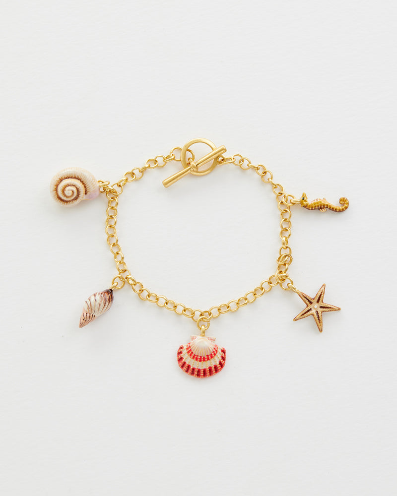 Pulsera Charms Conchas - Oro