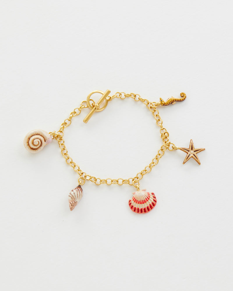 Pulsera Charms Conchas - Oro