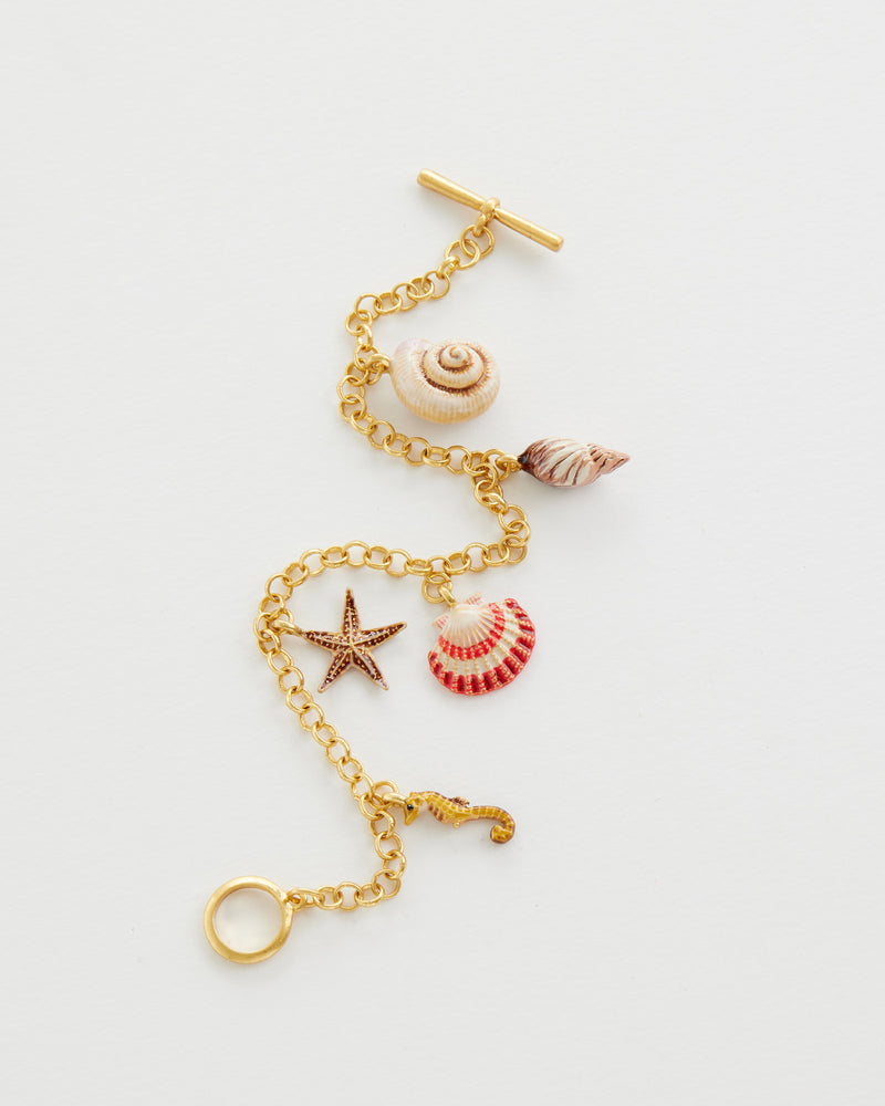 Pulsera Charms Conchas - Oro