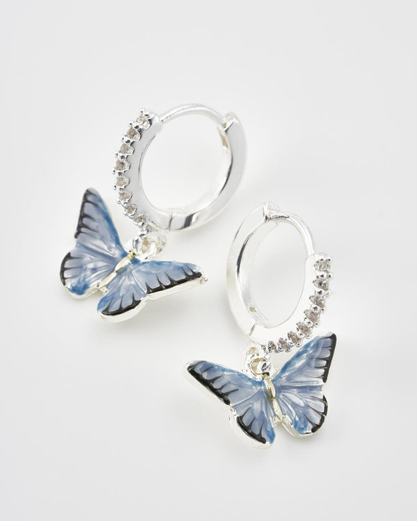 Pendientes Mariposa Azul - Plata