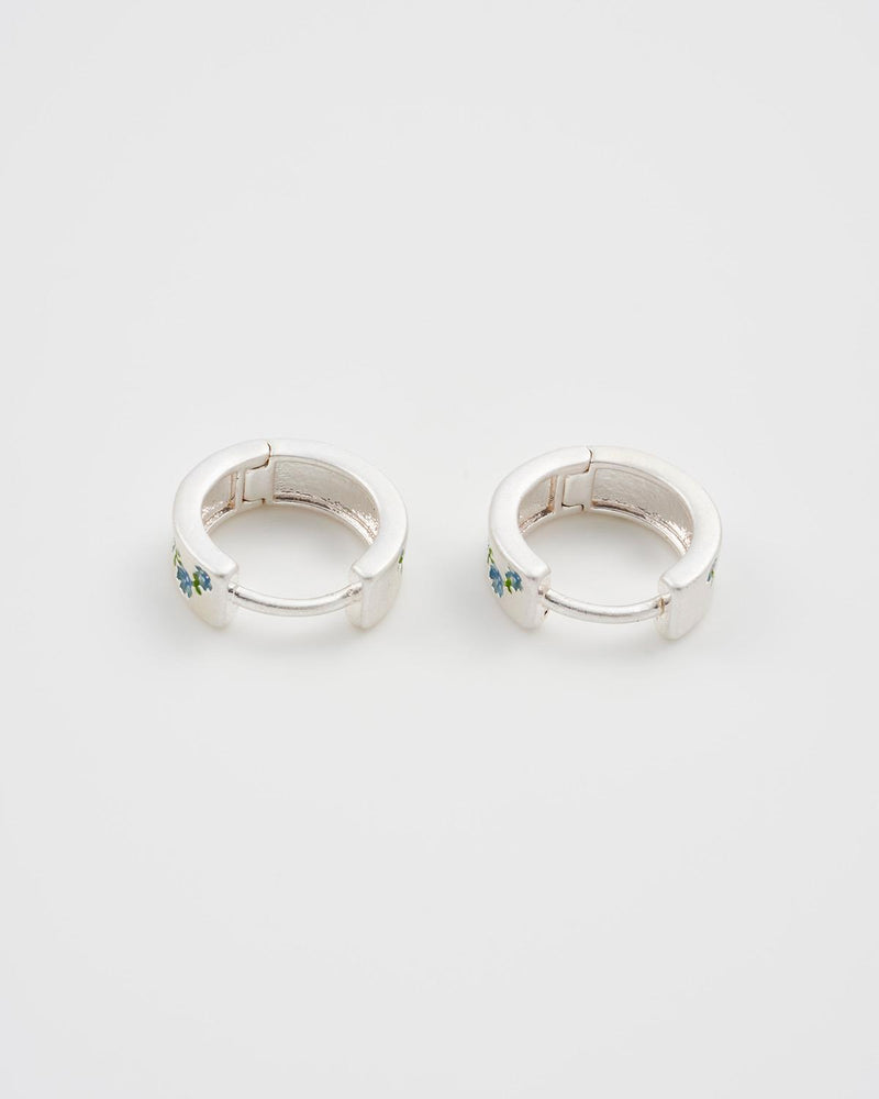 Forget Me Not Silver Mini Hoop Earrings