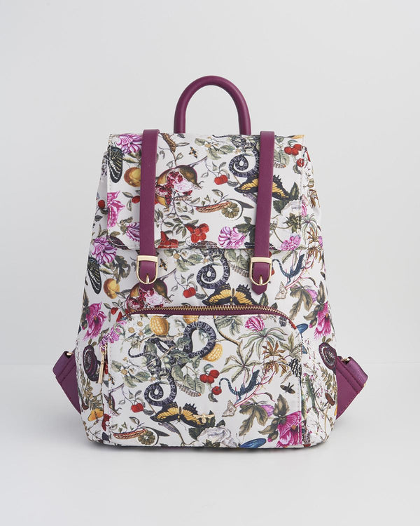 Mochila Mini Floral - Ciruela