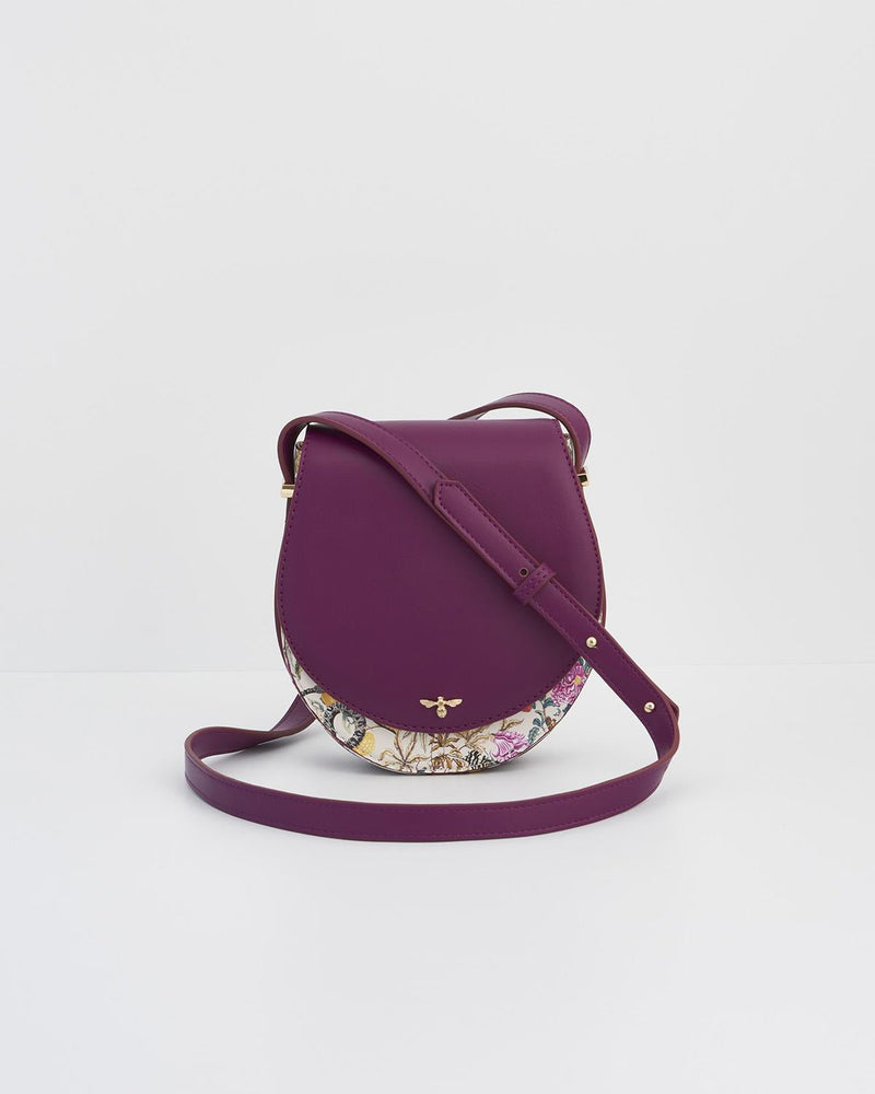 Floral Engravings Plum Saddle Bag