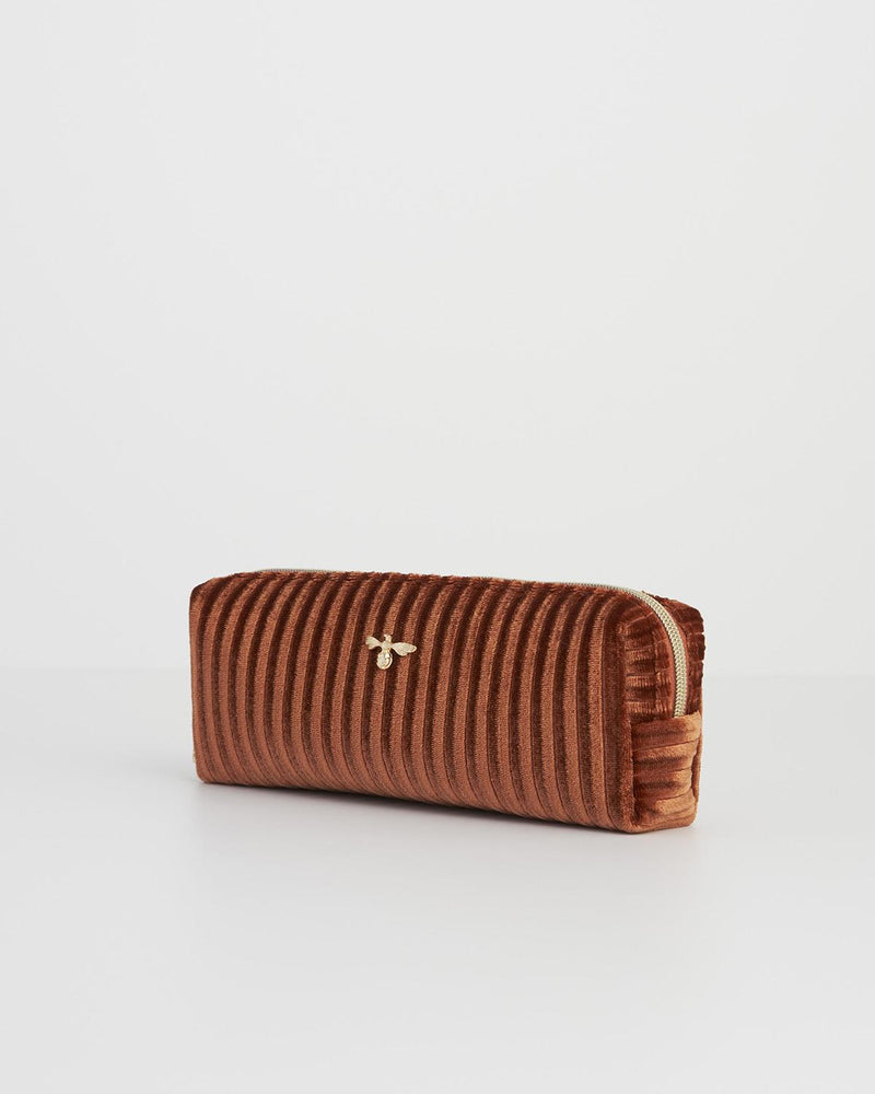 Rust Corduroy Velvet Pencil Case