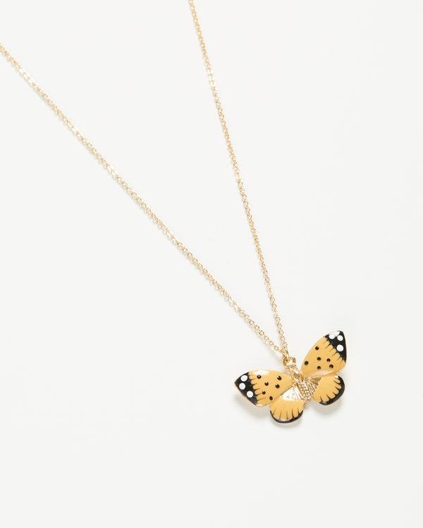 Enamel Butterfly Short Necklace