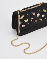 Bolso Terciopelo Negro Bordado Flores