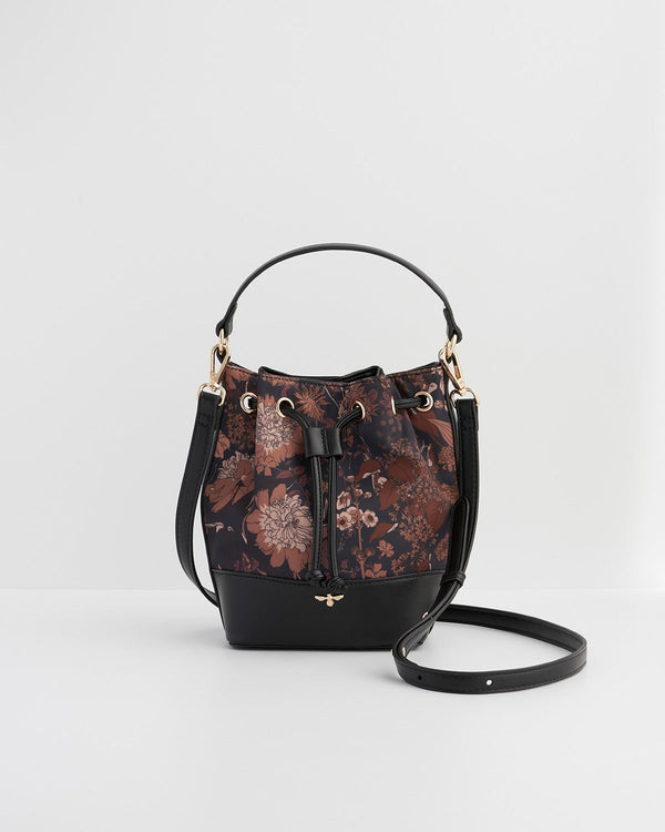 Bolso Bucket Deco Blooms Negro