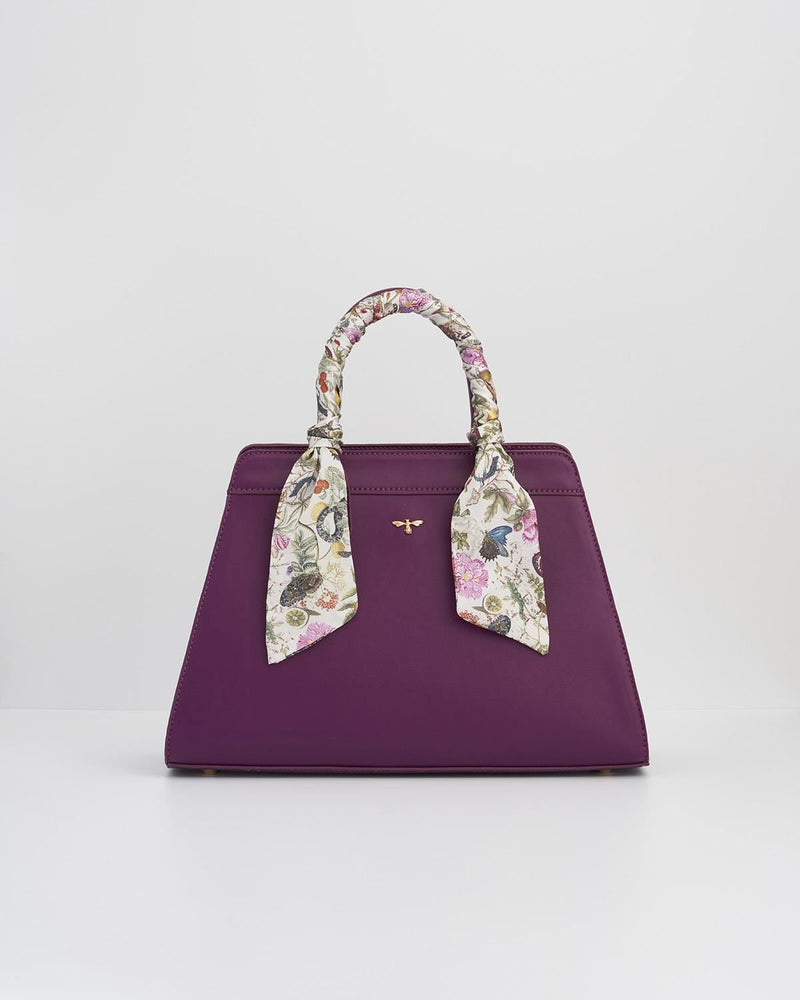 Bolso Tote Floral Grande - Ciruela