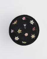 Floral Ditsy Embroidered Black Velvet Jewellery Box