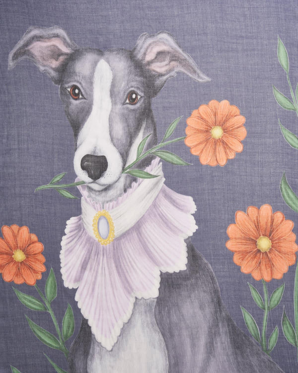 Fular Whippet Catherine Rowe Pet Portraits Azul Medieval