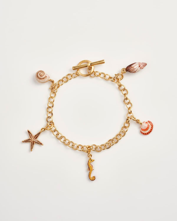 Pulsera Charms Conchas - Oro