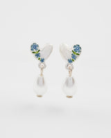 Forget Me Not Heart & Pearl Silver Earrings
