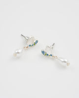 Forget Me Not Heart & Pearl Silver Earrings