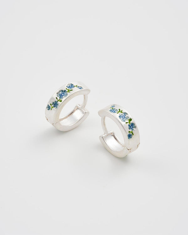 Forget Me Not Silver Mini Hoop Earrings