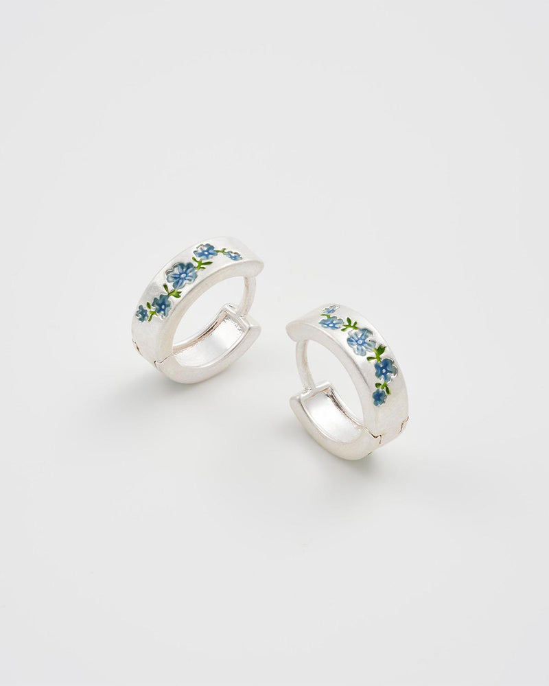 Forget Me Not Silver Mini Hoop Earrings