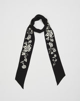 Fular Bohemio Bordado Floral Negro