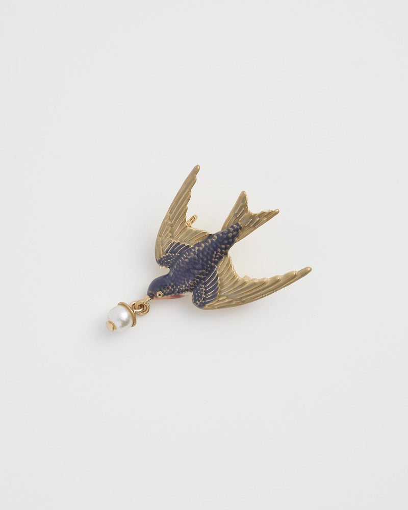 Swallow & Pearl Brooch