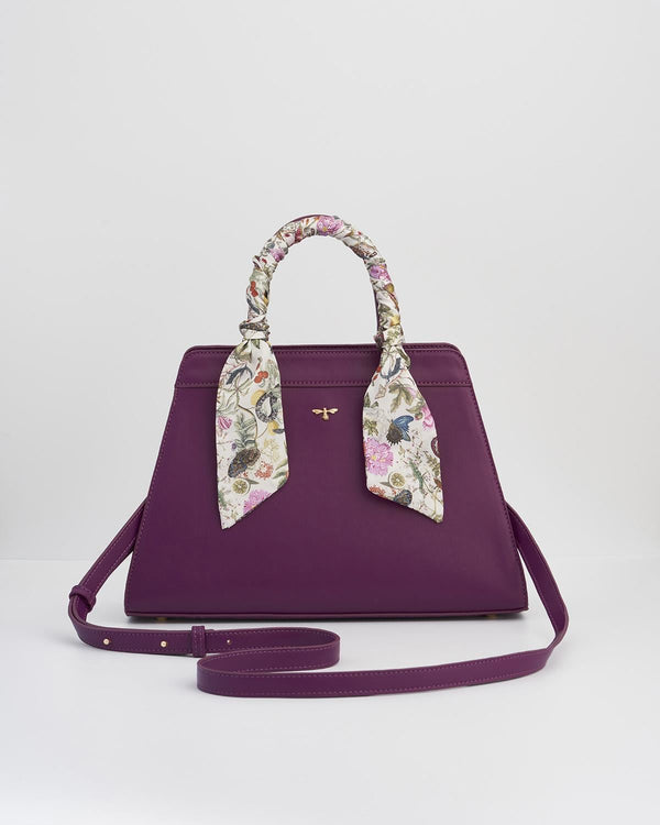 Bolso Tote Floral Grande - Ciruela