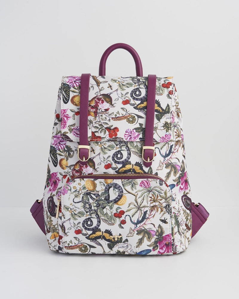 Mochila Mini Floral - Ciruela