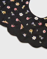 Cuello Satén Negro Bordado Floral