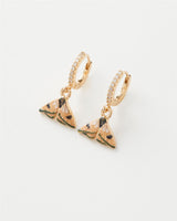 Enamel Moth Huggie Earrings