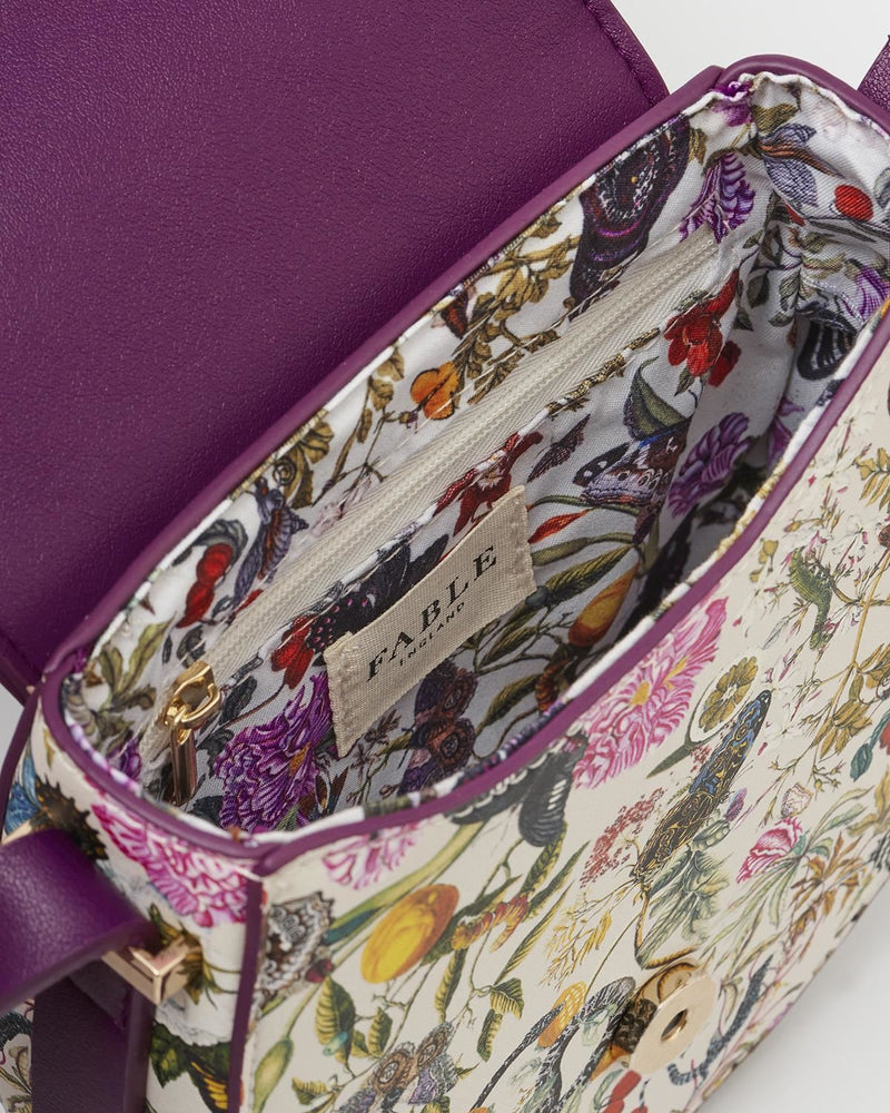 Bolso Saddle Floral - Ciruela