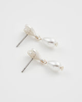 Forget Me Not Heart & Pearl Silver Earrings