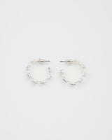 Forget Me Not Silver Stud Hoop Earrings