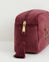 Robin Love Embroidered Pouch Redcurrant Velvet