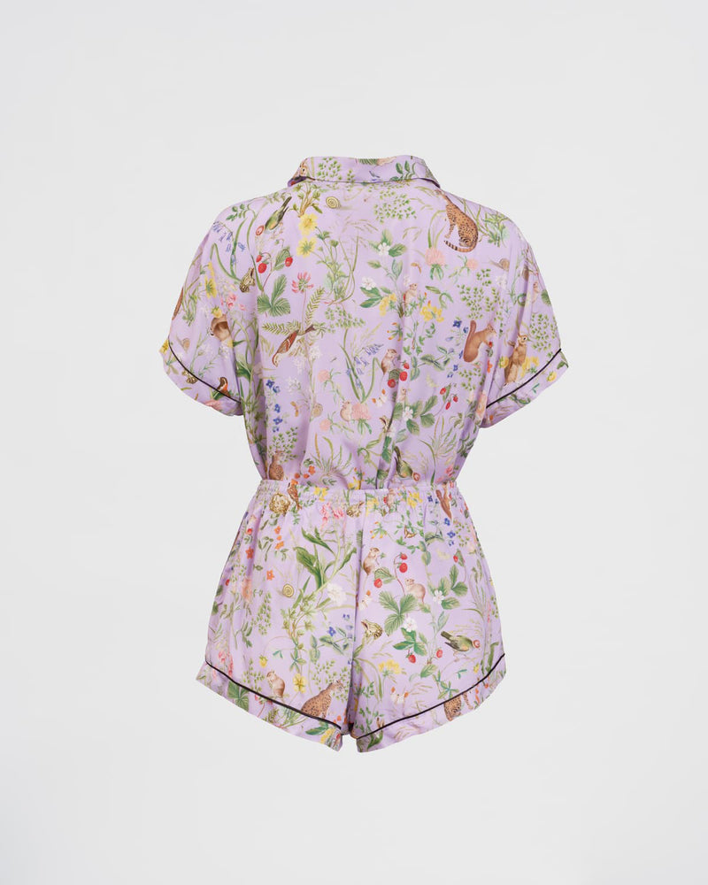 Pijama corto "Meadow Creatures" Lila