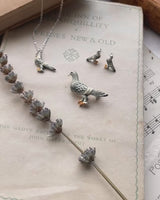 Enamel Pigeon Stud Earrings