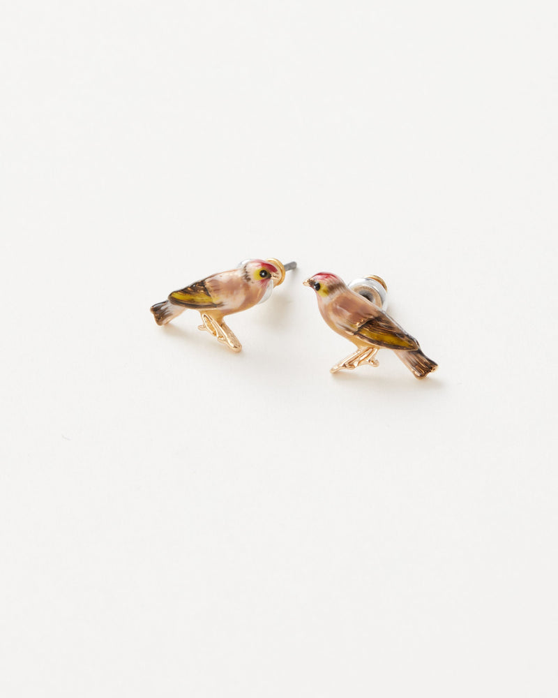 Enamel Goldfinch Stud Earrings