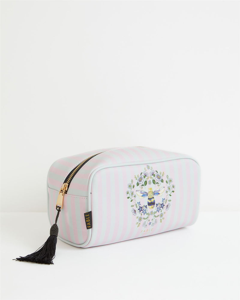 Fable Mauve Striped Bee Cosmetic Bag